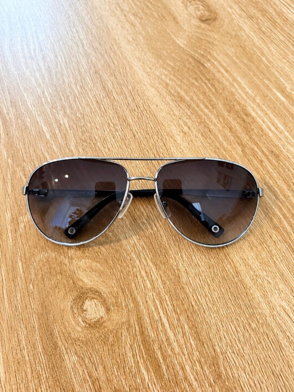 Coach Silver Aviator Sunglasses Brown Gradient Lenses